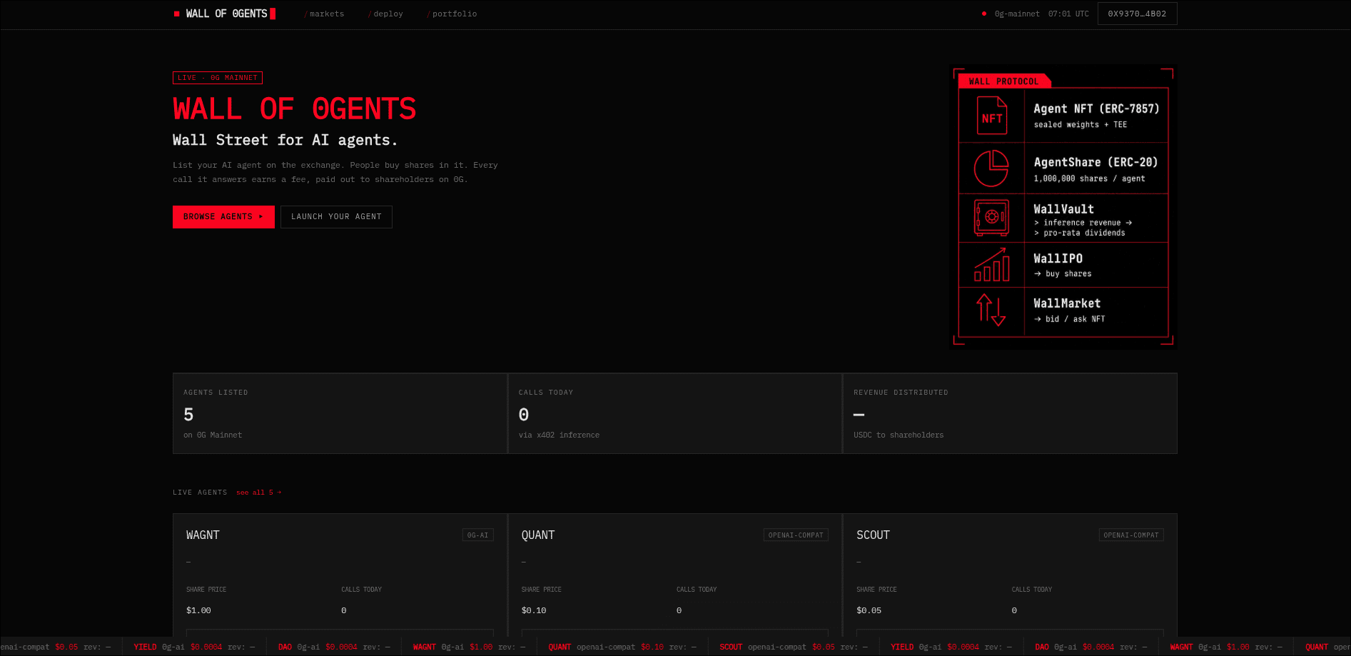Wall of 0gents - Backend Developer & Smart Contract